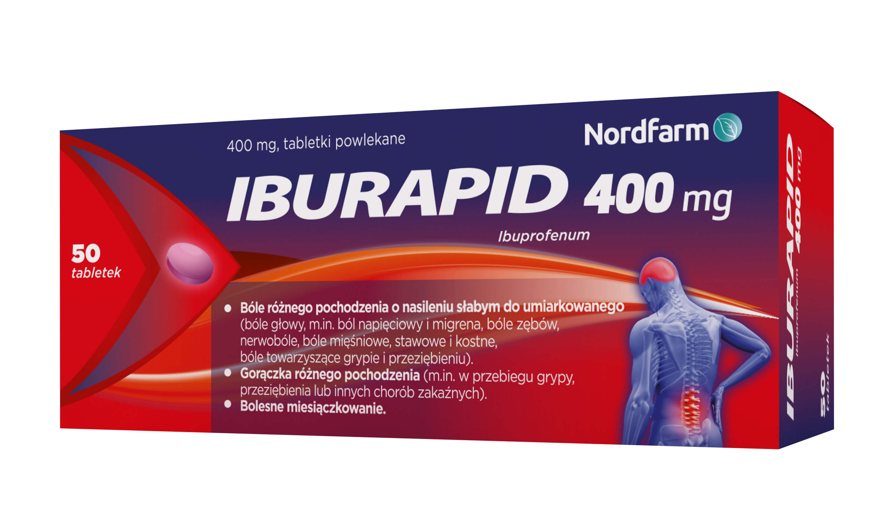 Iburapid 400 mg, tabletki na ból i gorączkę różnego pochodzenia, 50 szt.
