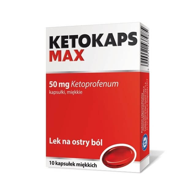 Ketokaps Max 50 mg, kapsułki miękkie na ból różnego pochodzenia, 10 szt.