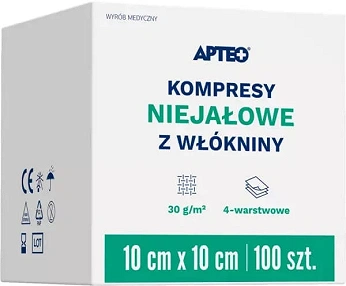 Kompresy APTEO CARE, niejałowe z włókniny 10 x 10 cm, 100 szt.