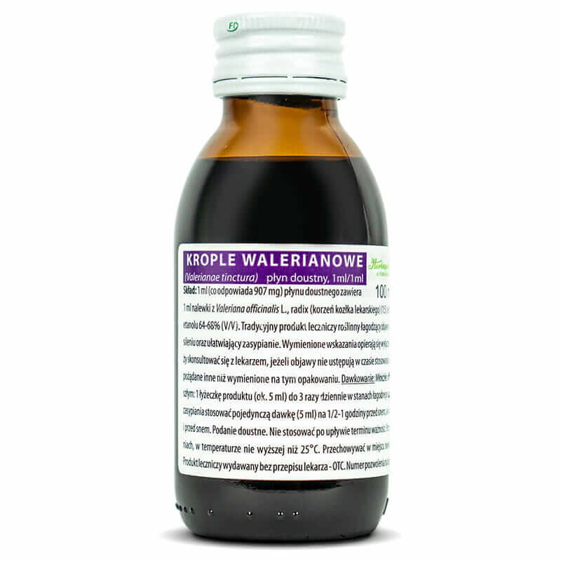 Krople walerianowe, płyn doustny o działaniu uspokajającym, 100 ml