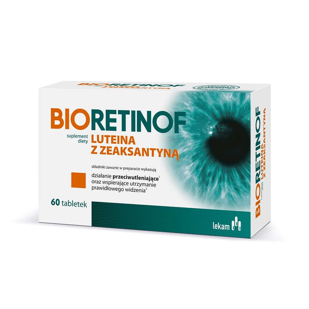 Bioretinof luteina z zeaksantyną, tabletki dla osób chcących utrzymać zdrowy wzrok, 60 szt.