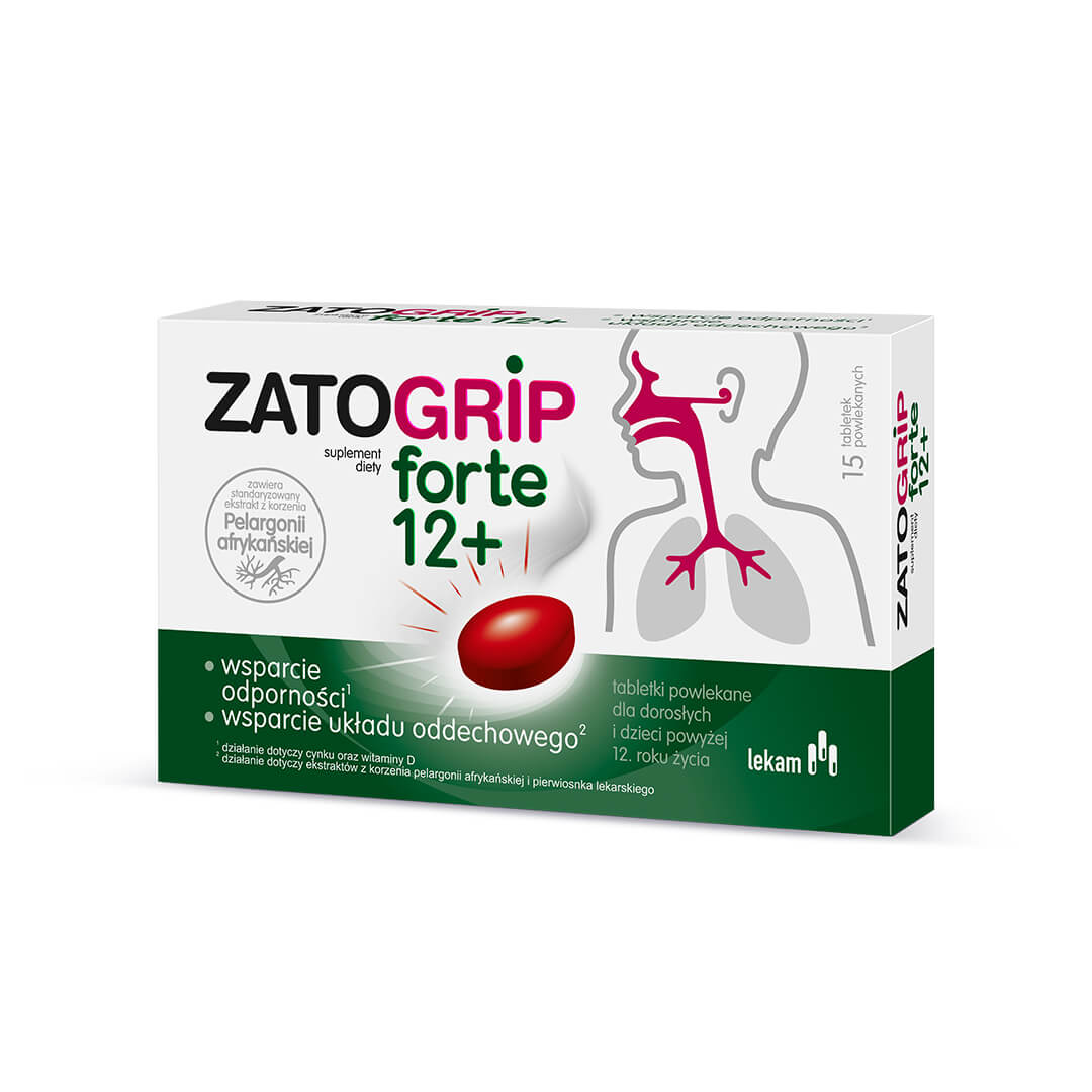 Zatogrip forte 12+, tabletki powlekane ze składnikami wzmacniającymi odporność, 15 szt.