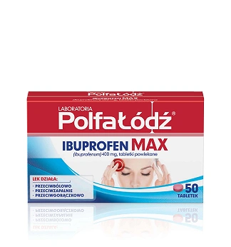Laboratoria PolfaŁódź IBUPROFEN MAX , tabletki o działaniu przeciwbólowym i przeciwgorączkowym, 50 szt.