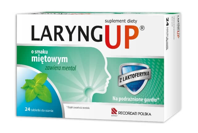 Laryng up, tabletki do ssania na podrażnione gardło, 24 szt.