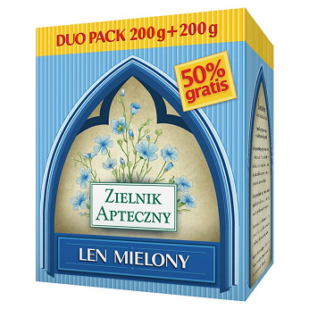 Len mielony, proszek wpływający na pracę żółądka i jelit, 200 g + 200 g