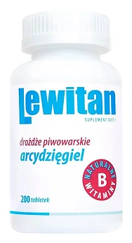 Lewitan drożdzę piwowarskie z arcydzięglem, tabletki z naturalnymi witaminami z grupy B, 200 szt.