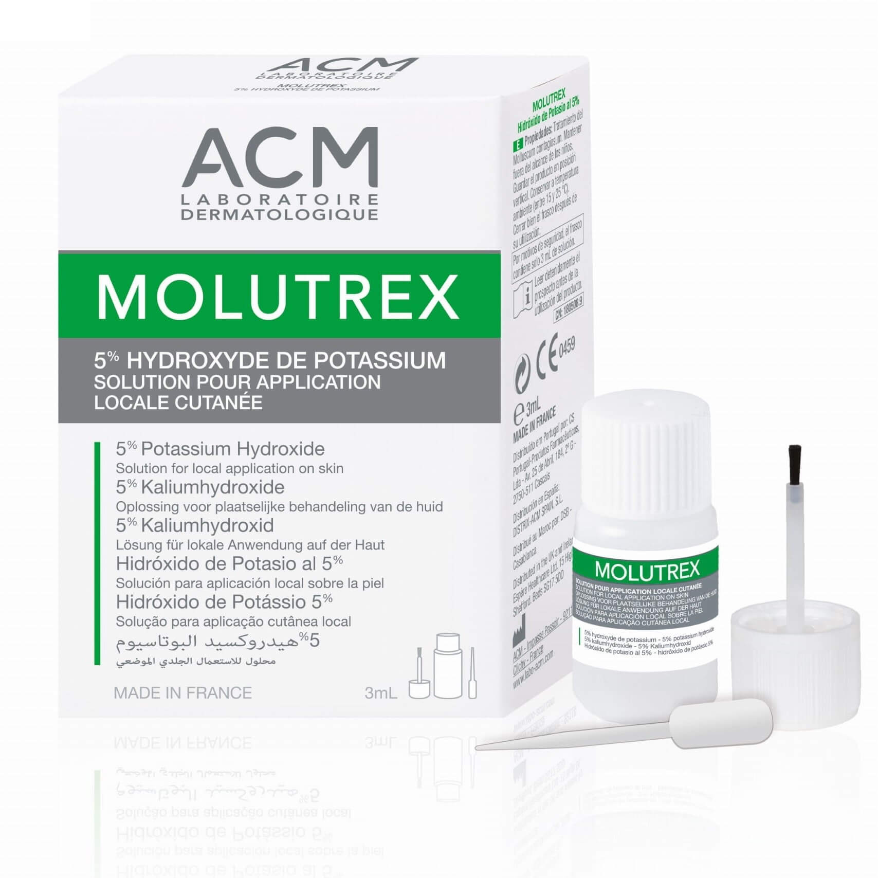 Molutrex roztwór w leczeniu miejscowym pewnych rodzajów brodawek, 3 ml