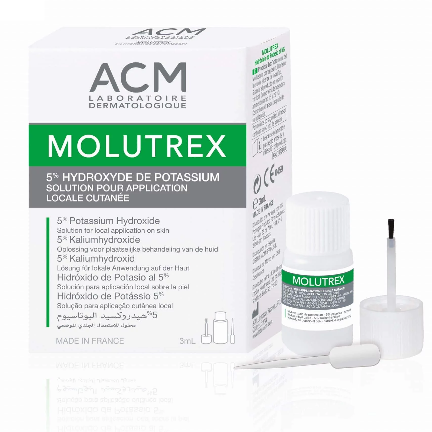 Molutrex, roztwór w leczeniu miejscowym pewnych rodzajów brodawek, 3 ml