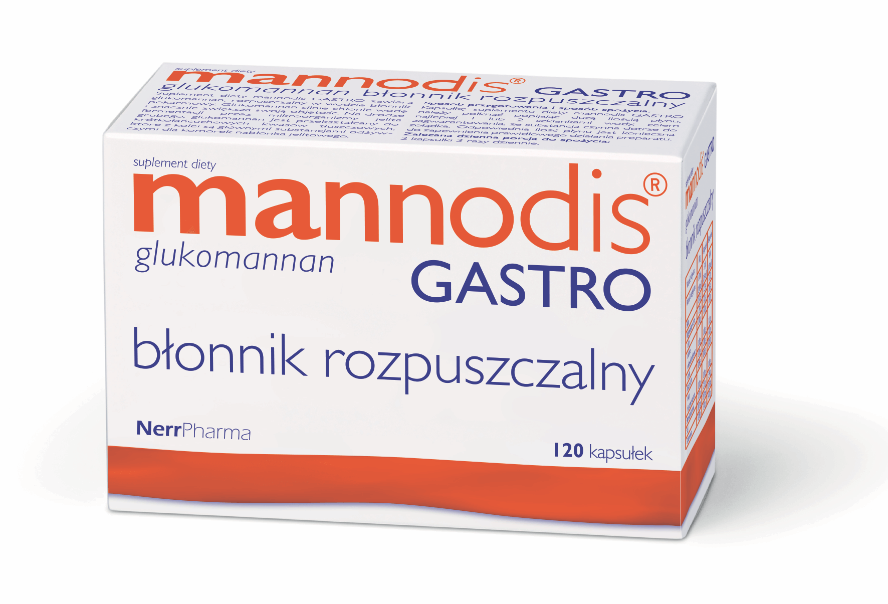 Mannodis GASTRO kapsułki z błonnikiem rozpuszczalnym, 120 szt.