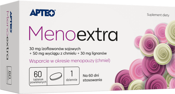 Menoextra APTEO tabletki ze składnikami wspierającymi spokojny przebieg menopauzy, 60 szt.