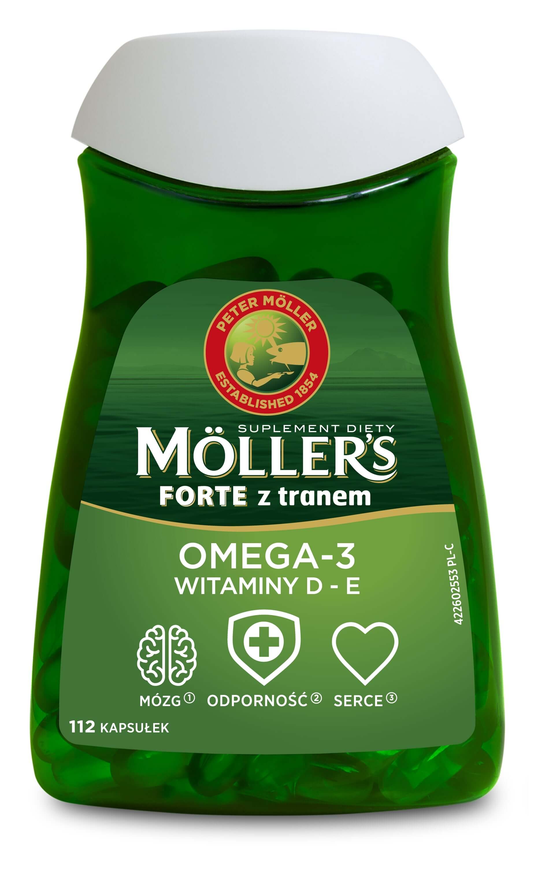 Mollers Forte kapsułki z tranem, 112 szt.