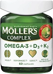 Mollers Complex kapsułki dla osób dorosłych ze składnikami pomagającymi uzupełnić dietę w kwasy omega-3, witaminę D i witaminę K, 60 szt.