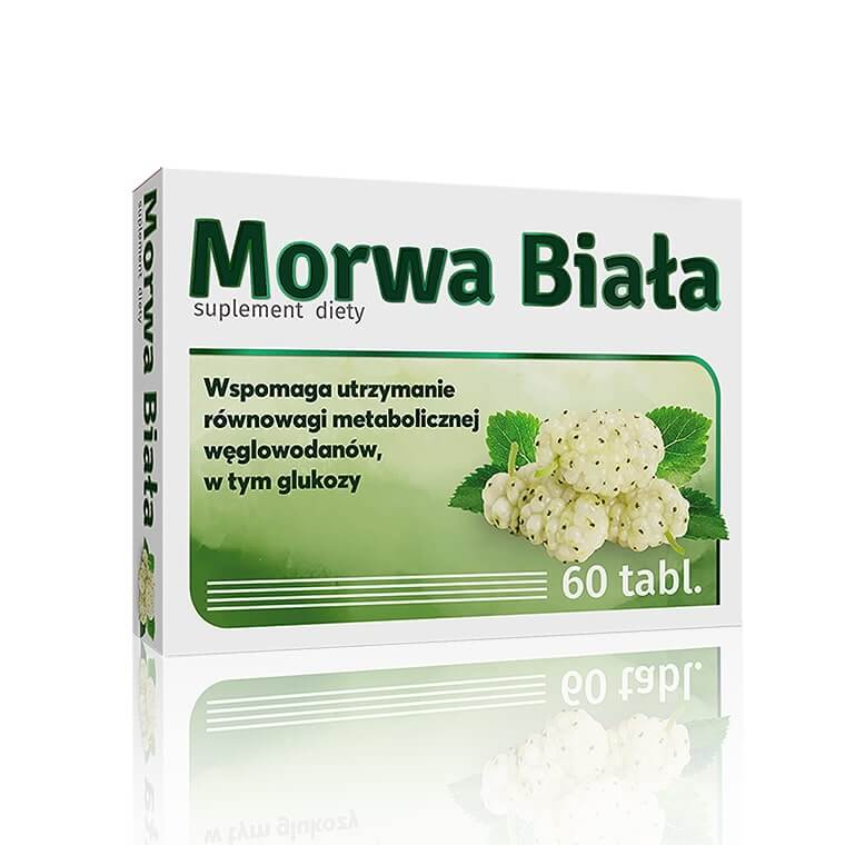 Morwa biała, tabletki ze składnikami pomagającymi w utrzymaniu równowagi metabolicznej węglowodanów, 60 szt.