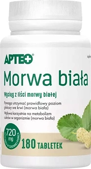 Morwa biała APTEO, tabletki ze składnikami wspierającymi odpowiedni poziom cukru we krwi, 180 szt.