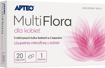 Multi Flora APTEO, kapsułki ze składnikami uzupełniającymi mikrofolorę u kobiet, 20 szt.
