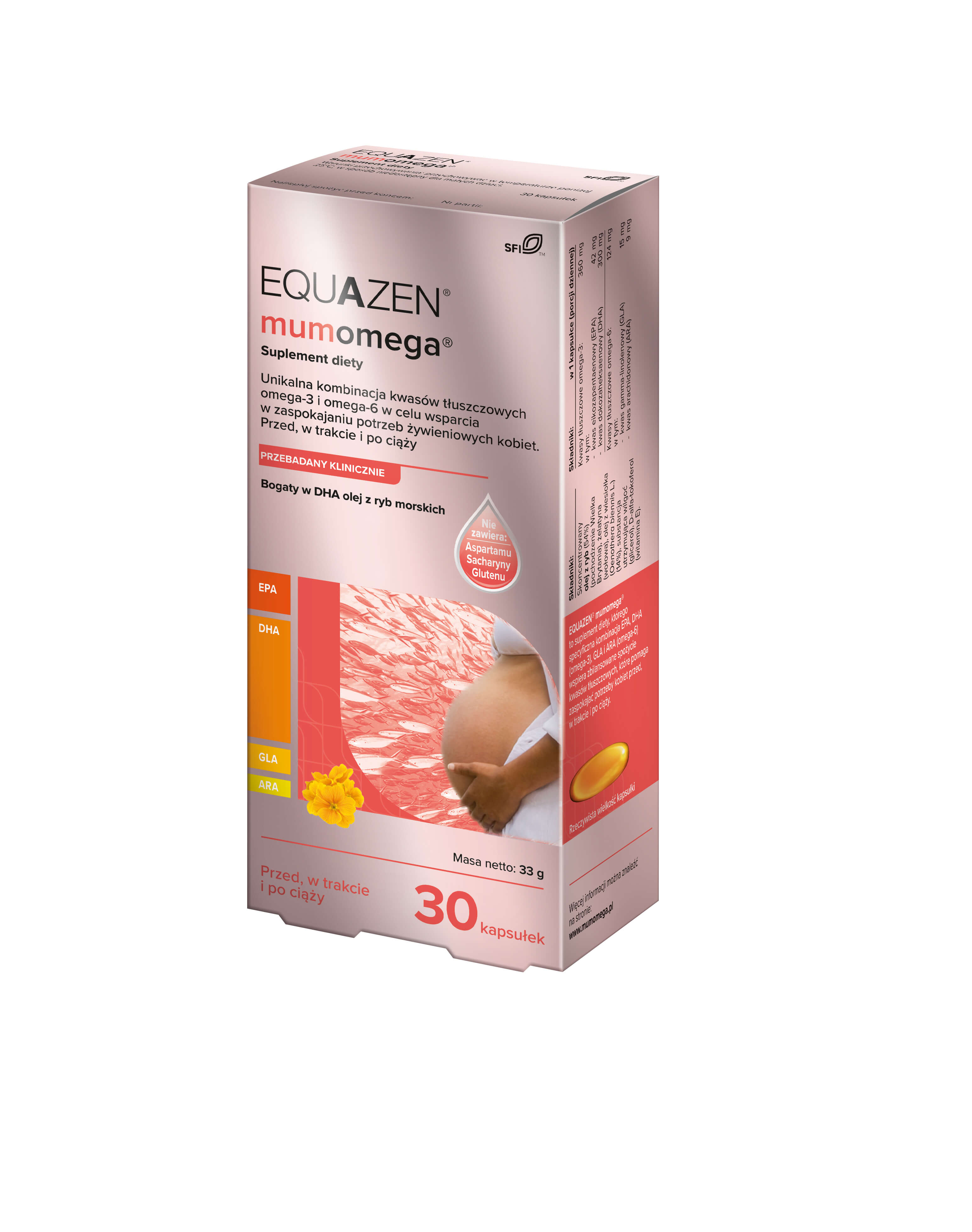 Mumomega, kapsułki z kwasami omega-3 i omega- 6 dla kobiet w ciąży, 30 szt.