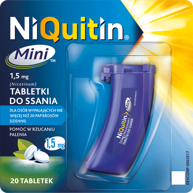 NiQuitin Mini, tabletki do ssania wspomagające rzucenie palenia, 20 szt.
