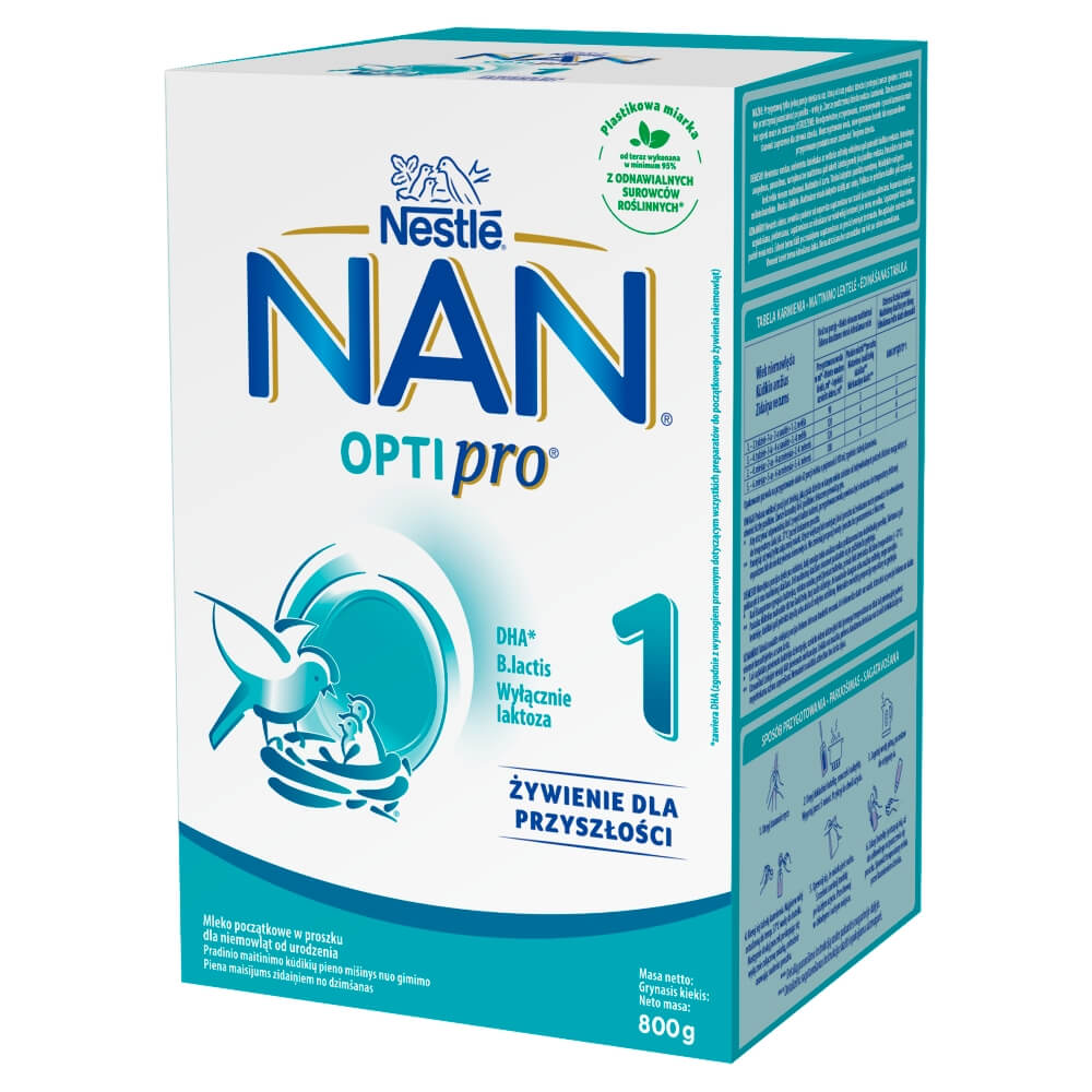 NAN OptiPro 1, mleko pocztkowe dla niemowląt od 1 dnia życia, 800 g