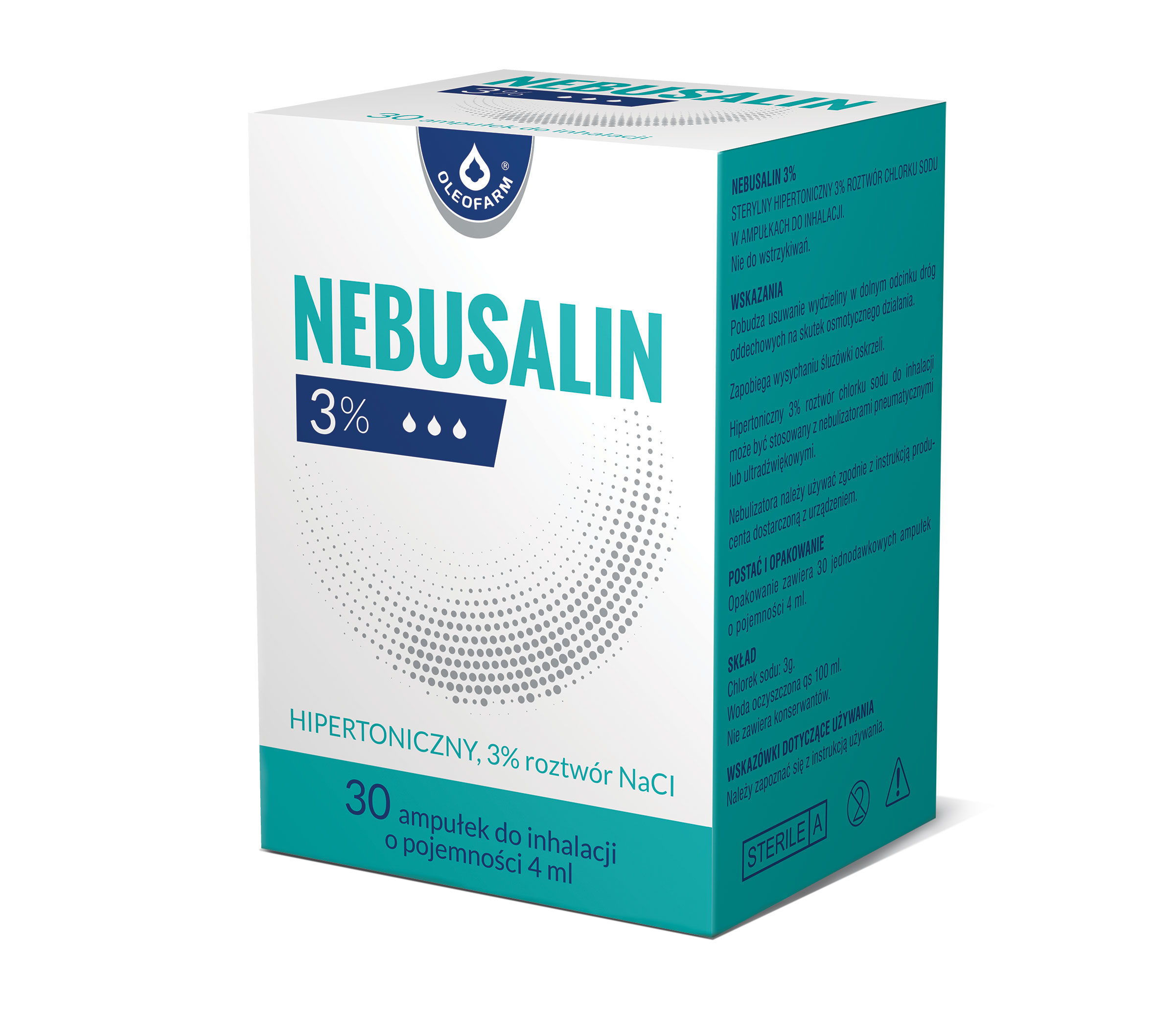 Nebusalin 3%, hipertoniczny roztwór NaCl, 30 ampułek do inhalacji o pojemności 4ml