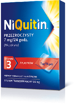 NiQuitin, przezroczyste plastry transdermalne wspomagające rzucenie palenia, 7 szt.