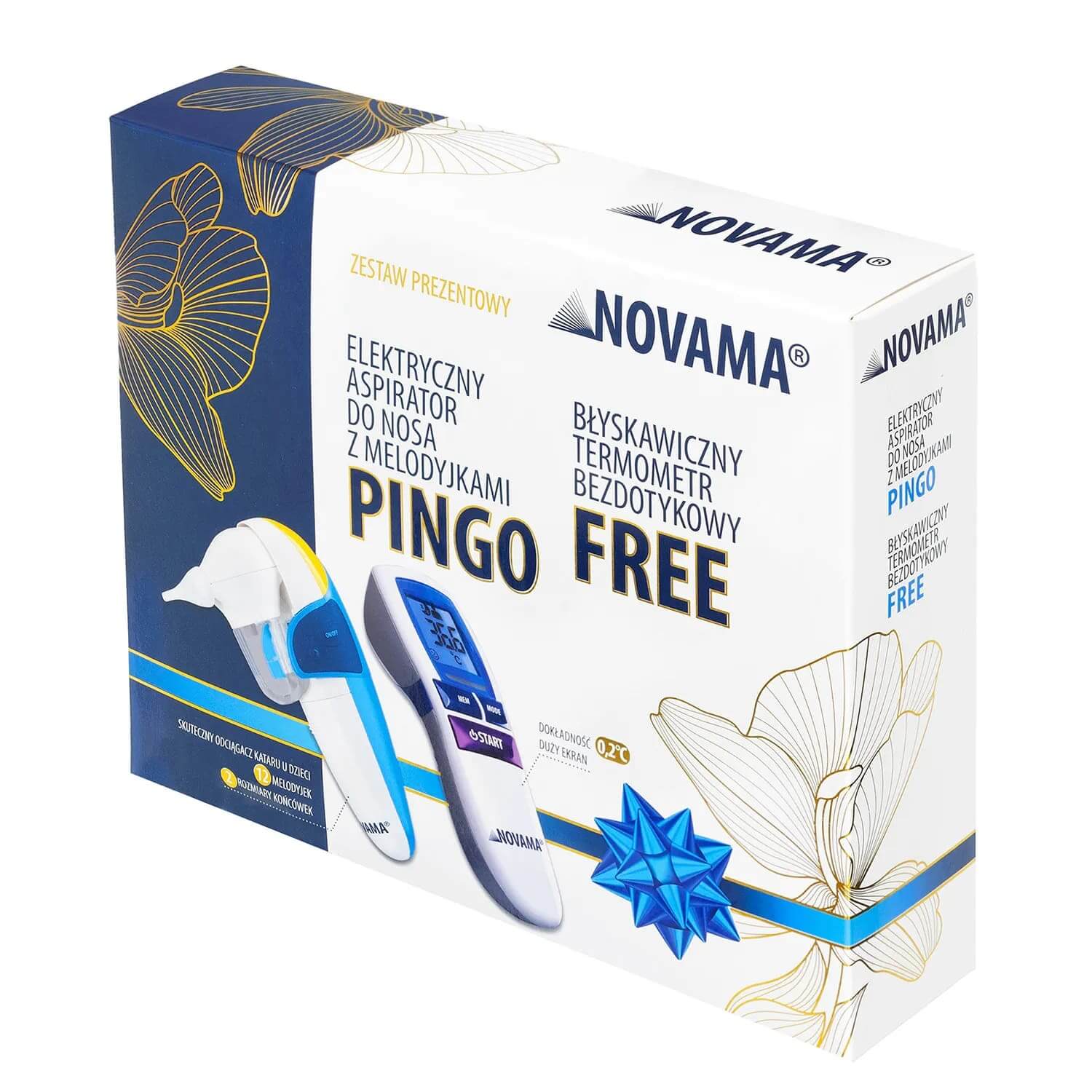 NOVAMA Zestaw Prezentowy ,  zestaw: Pingo aspirator do nosa  z melodyjkami – 1 szt. + Free termometr bezdotykowy – 1 szt.