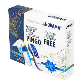 NOVAMA Zestaw Prezentowy , zestaw: Pingo aspirator do nosa z melodyjkami – 1 szt. + Free termometr bezdotykowy – 1 szt.