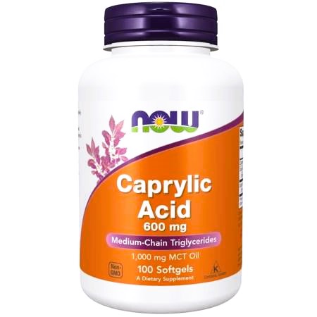 Now Foods Kwas kaprylowy, 600 mg, 100 kaps.