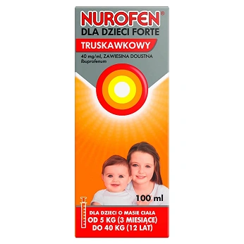 Nurofen Forte dla dzieci, zawiesina o smaku truskawkowym, 100 ml