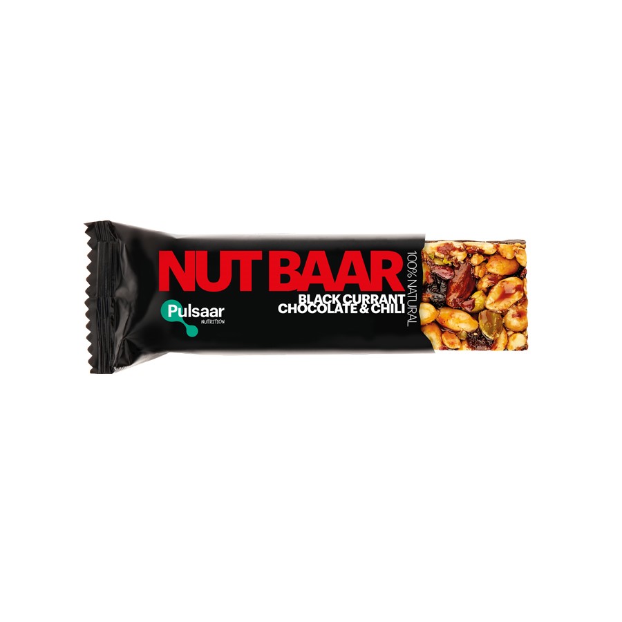 NUT BAAR BLACK CURRANT CHOCOLATE & CHILI, baton proteinowy z czekoladą, chili, czarną porzeczką i orzechami, 1 szt.