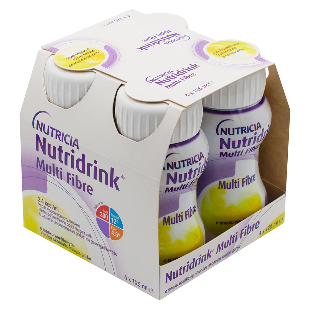 Nutridrink Multi Fibre , o smaku waniliowym, 4 x 125 ml