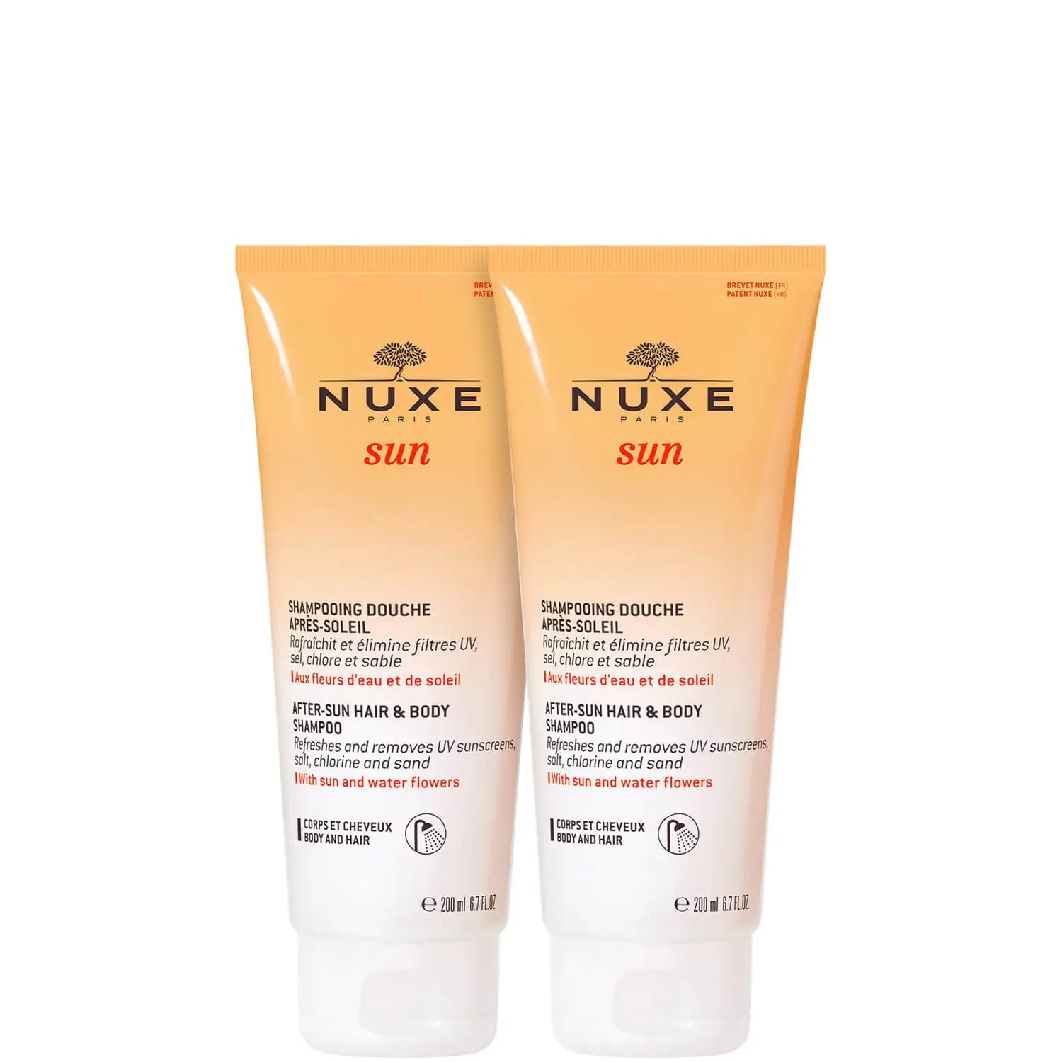 NUXE Sun, żel pielęgnacyjny do ciała i włosów po opalaniu, 2 x 200 ml