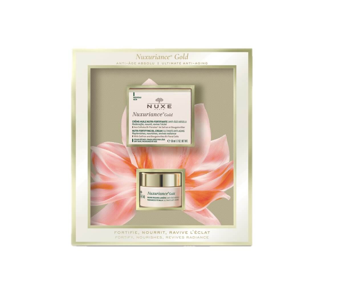 NUXE Nuxuriance Gold , zestaw: krem ultraodżywczy - 50 ml + balsam rozświetlający pod oczy -15 ml