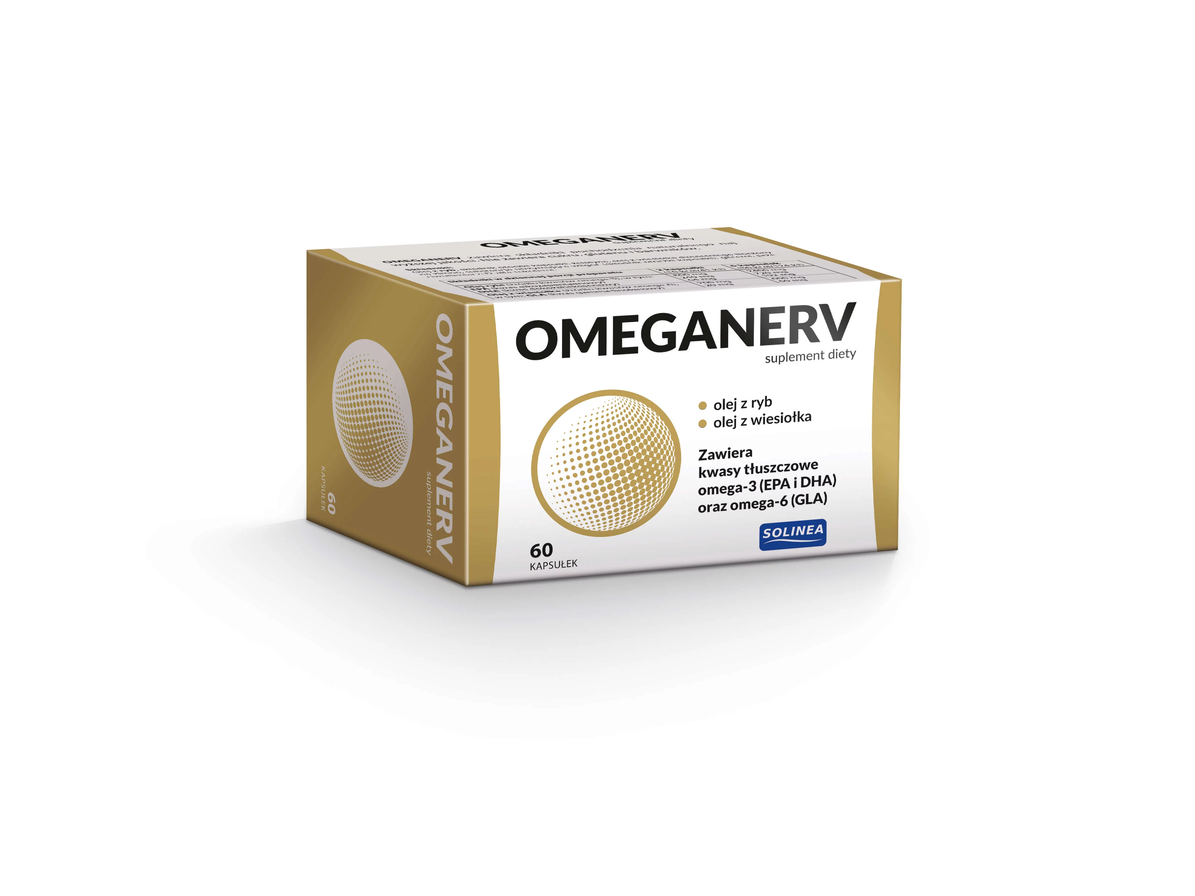 Omeganerv, kapsułki zawierające kwasy tłuszczowe Omega-3 i Omega-6, 60 szt.