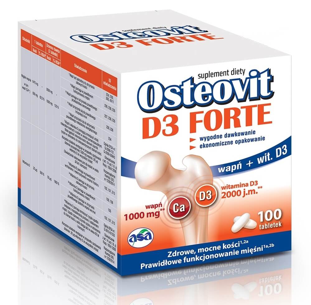Osteovit D3 FORTE, tabletki ze składnikami wspomagającymi pracę stawów i mięśni, 100 szt.