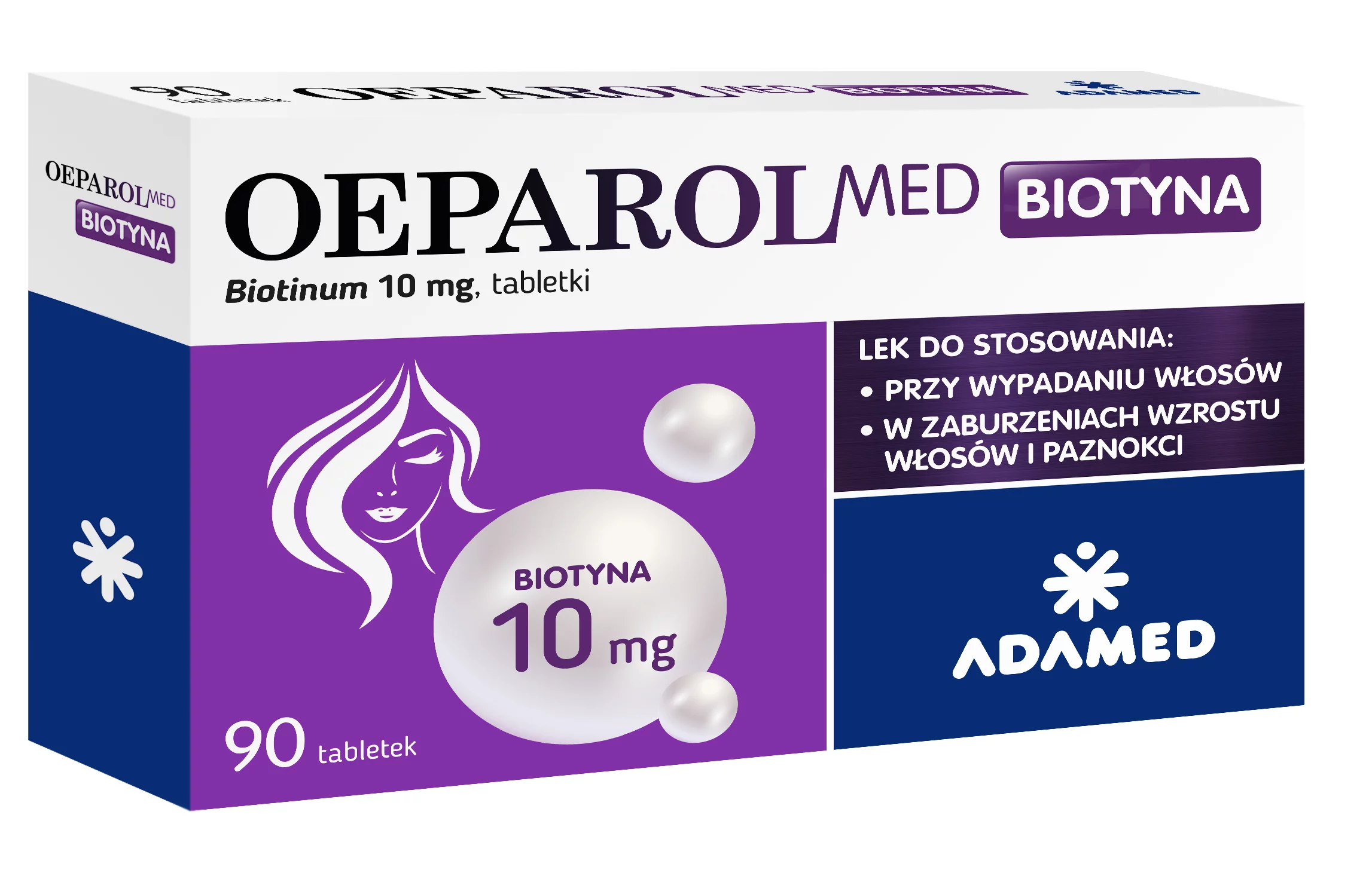 OeparolMed Biotyna 10 mg, tabletki wzmacniające włosy i paznokcie, 90 szt.