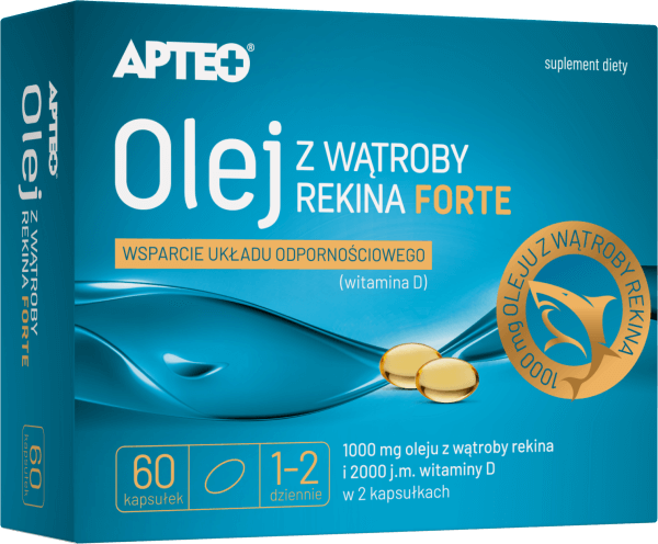 Olej z wątroby rekina Forte APTEO kapsułki ze składnikami wspierającymi  pracę układu odpornościowego, 60 szt.