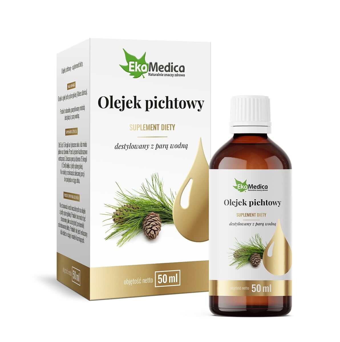 EkaMedica Olejek pichtowy , destylowany z parą wodną, 50 ml KRÓTKA DATA 19.05.2025