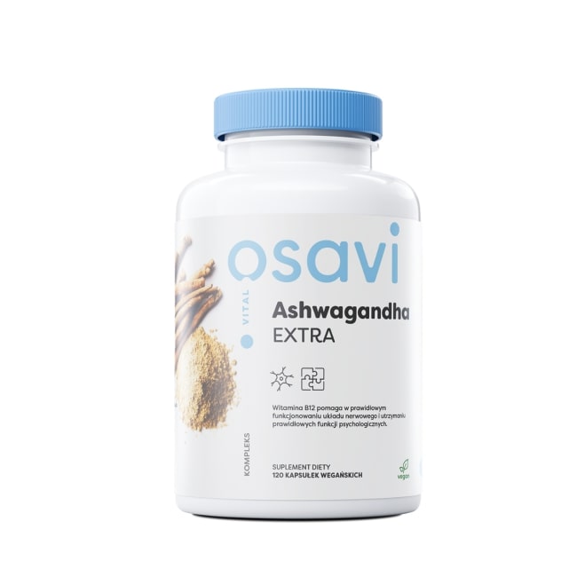 Osavi Ashwagandha Extra, kapsułki zawierające ashwagandę i witaminę B12, 120 szt.