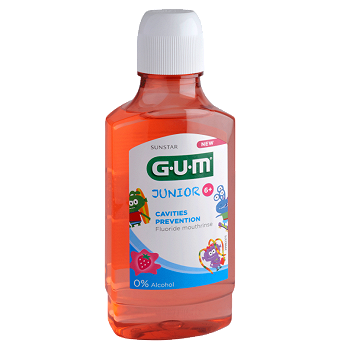 SUNSTAR GUM JUNIOR, płyn do płukania jamy ustnej dla dzieci o smaku truskawkowym, 300 ml