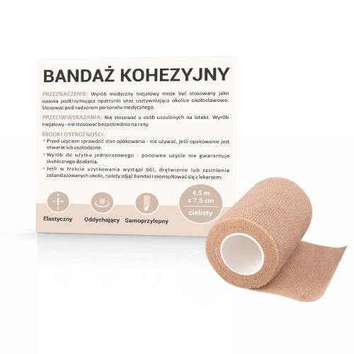 PASO Bandaż kohezyjny, cielisty 4,5 m x 5 cm, 1 szt.