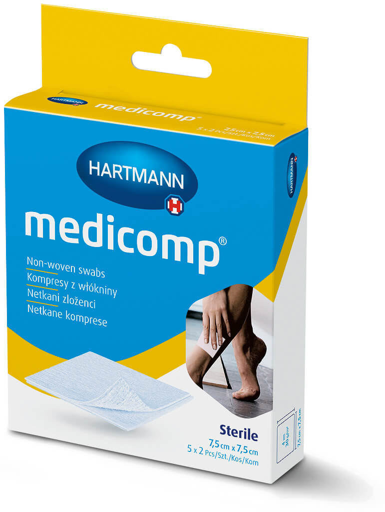 Kompresy MEDICOMP, z włókniny 7,5 x 7,5 cm, 10 szt.