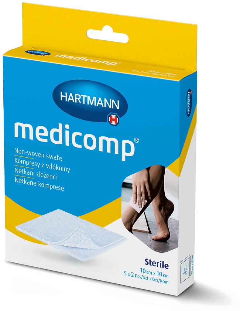 Kompresy MEDICOMP, z włókniny 10 x 10cm, 10 szt.