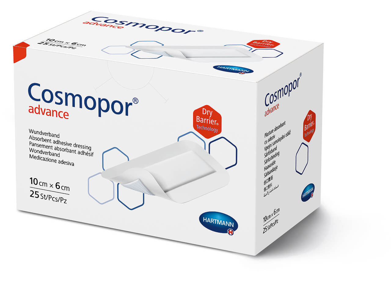 COSMOPOR ADVANCE, opatrunek jałowy 10 cm x 6 cm, 25 szt.