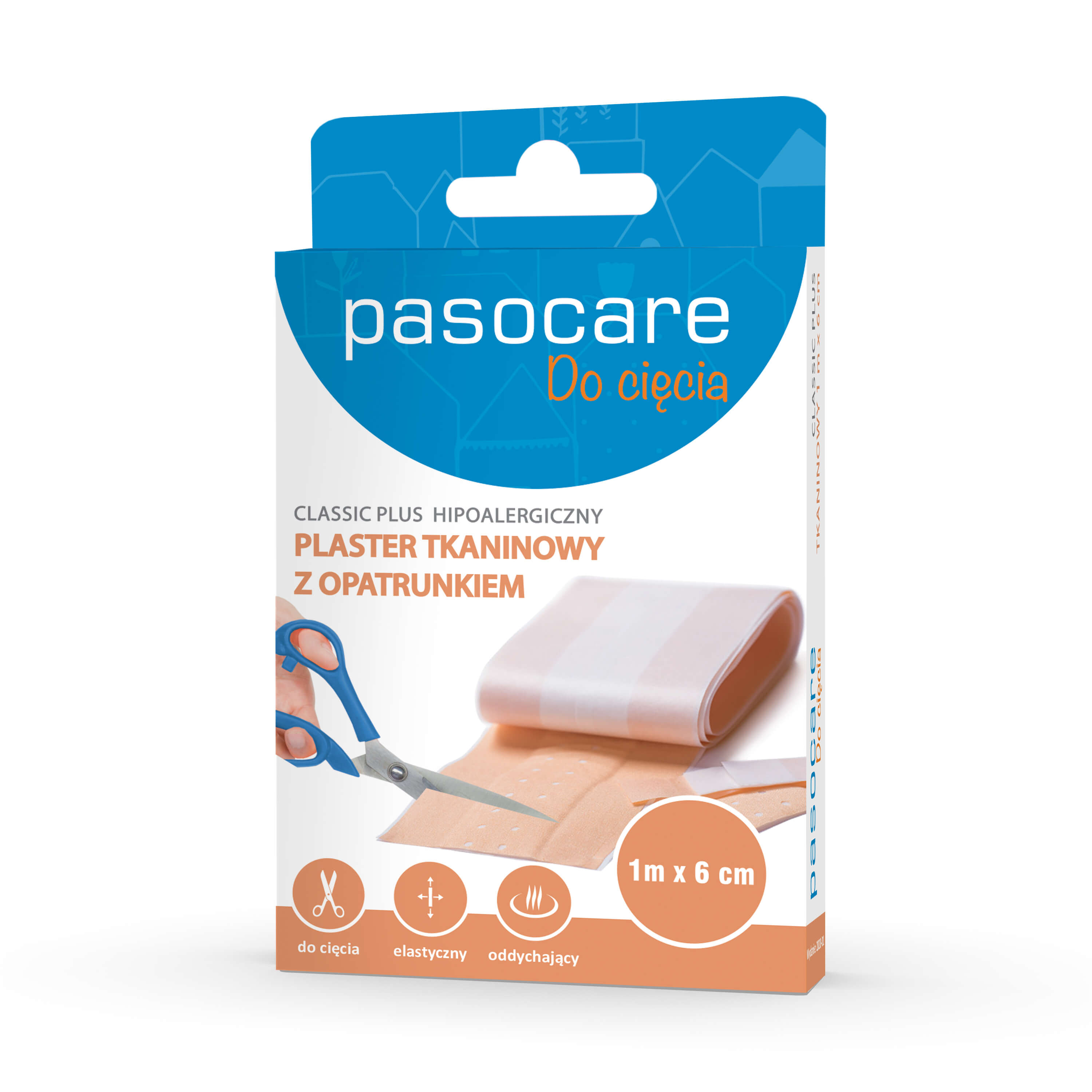 Pasocare Plastry do cięcia tkaninowe z opatrunkiem o wymiarach 1 m x 6 cm, 1 szt. 