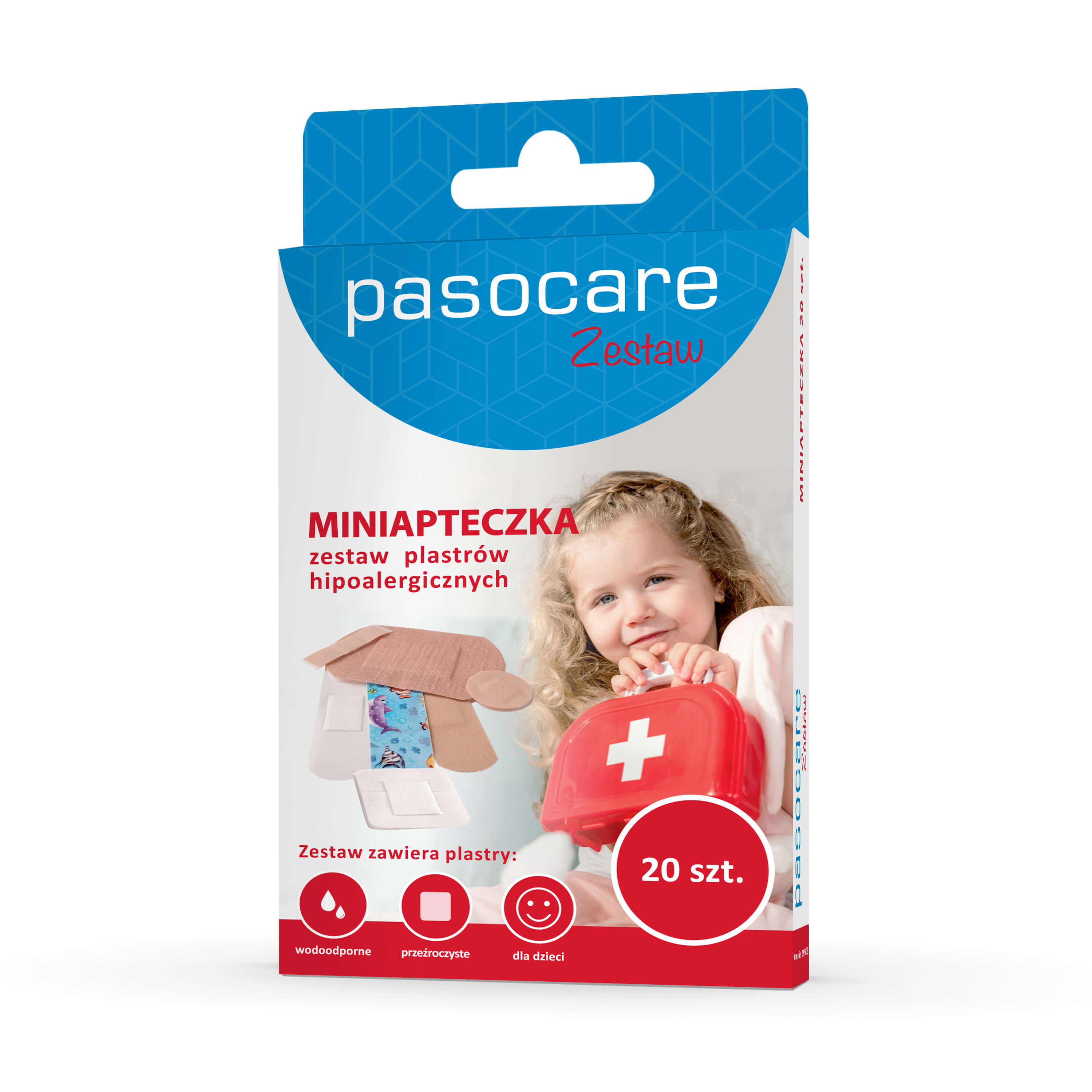 PASO Plastry MiniApteczka zestaw plastrów hipoalergicznych dla dzieci, 20 szt.