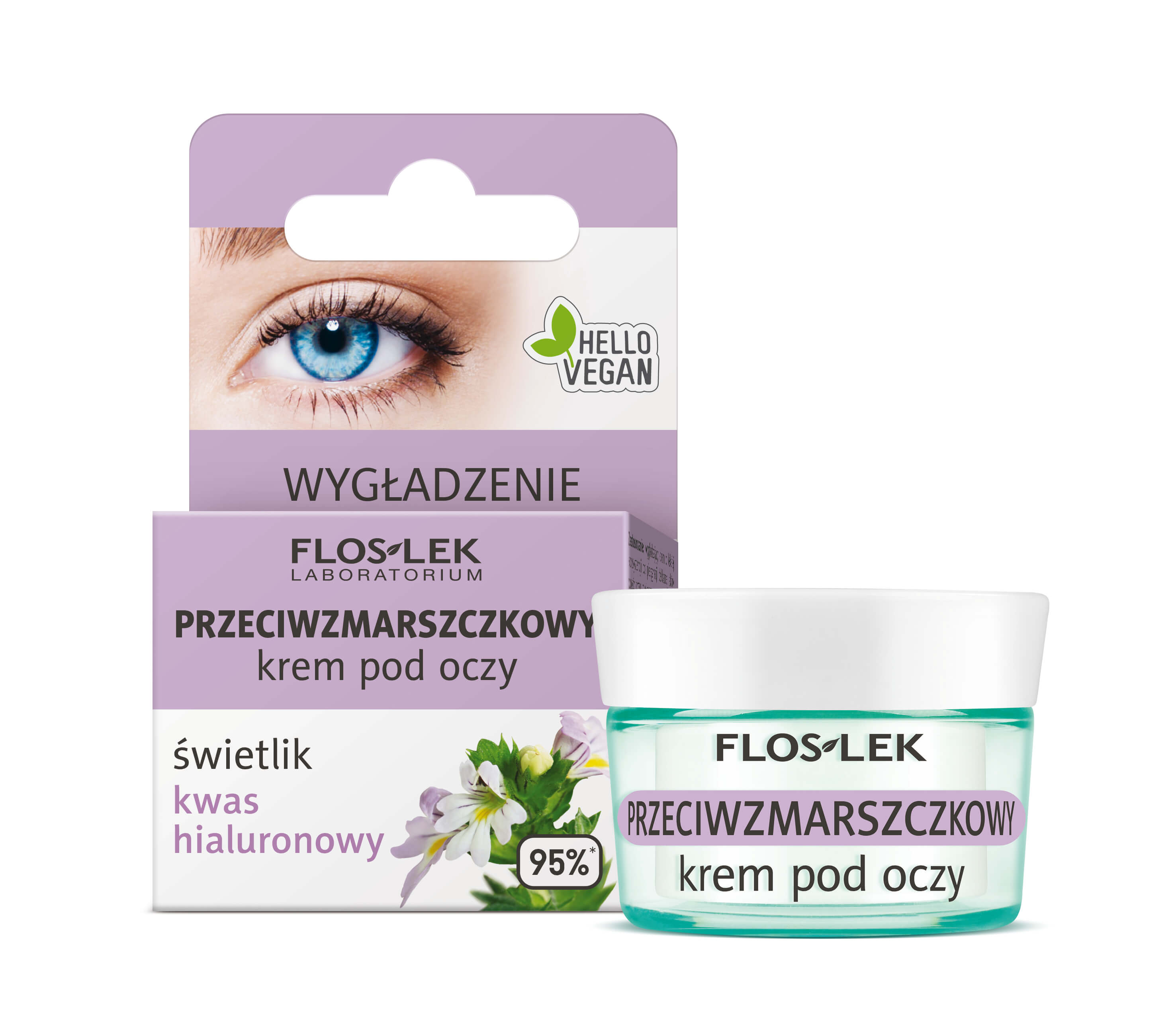 Flos-Lek Przeciwzmarszczkowy krem pod oczy ze świetlikiem i kwasem hialuronowym, 15 ml