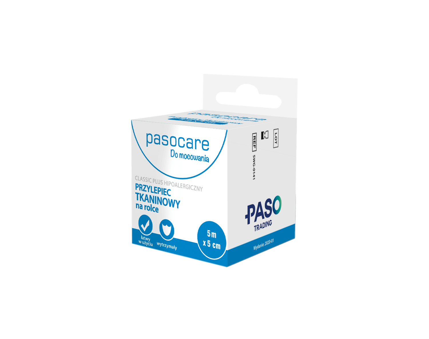 PASO Do mocowania plaster przylepiec tkaninowy na rolce 5 m x 5 cm, 1 szt.