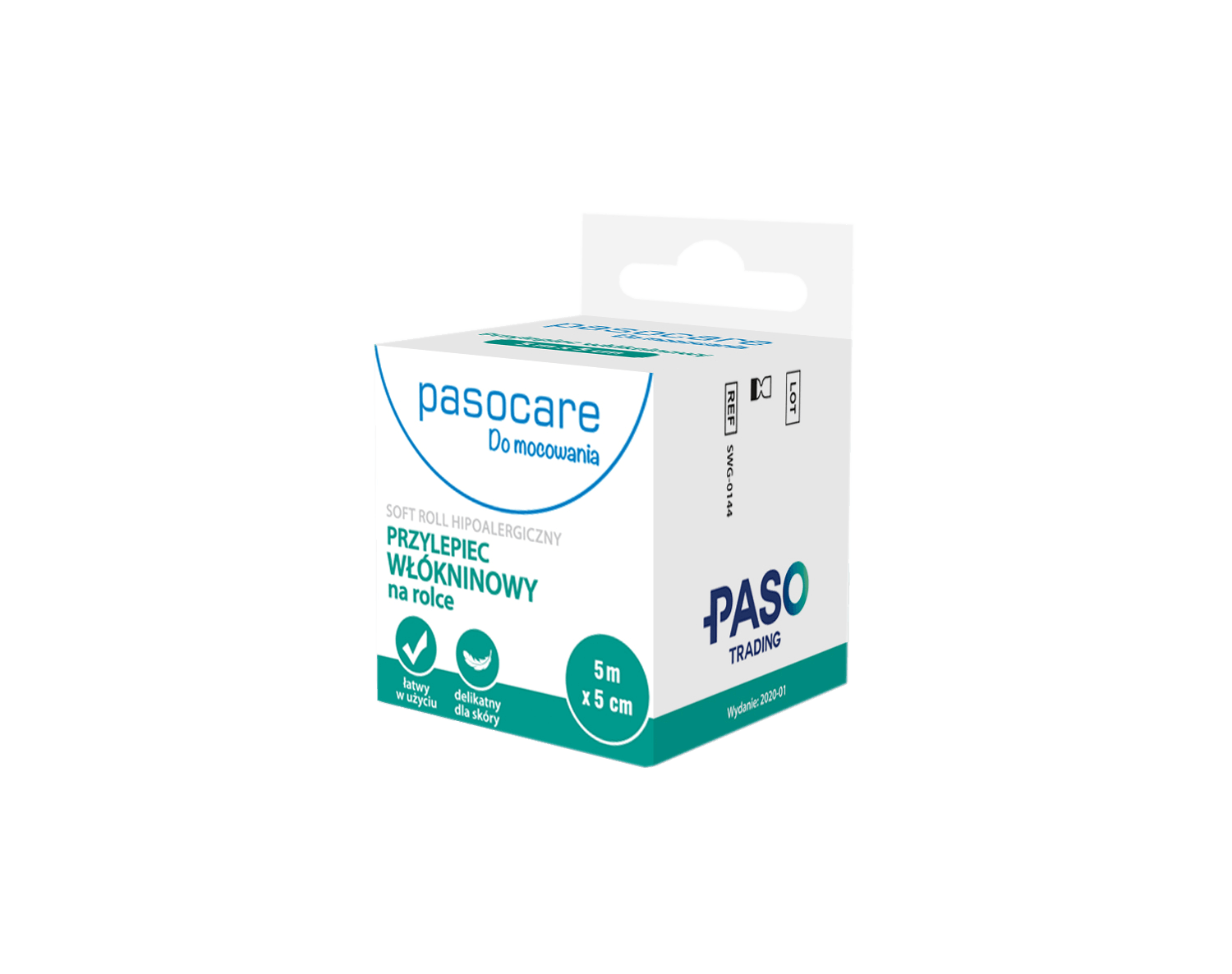 PASO Do mocowania plaster przylepiec włókninowy na rolce 5 m x 5 cm, 1 szt.