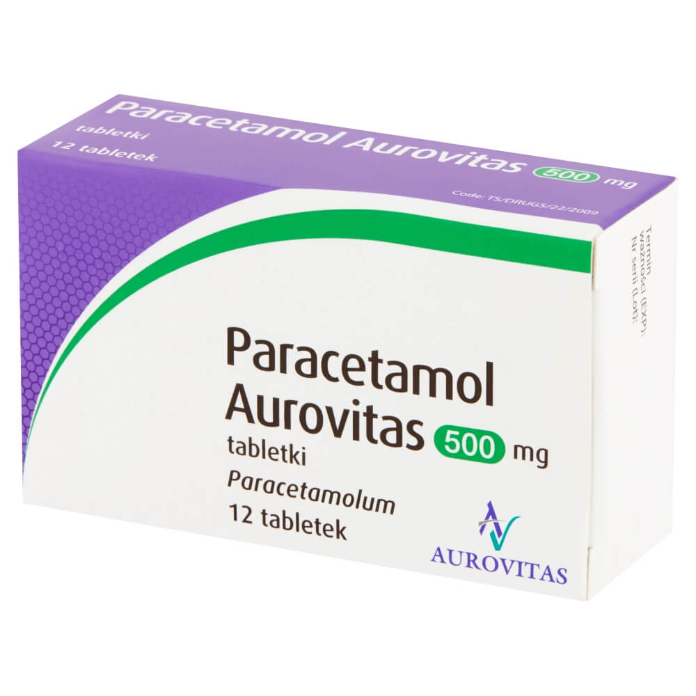 Paracetamol Aurovitas, tabletki przeciwbólowe i przeciwgorączkowe, 12 szt.