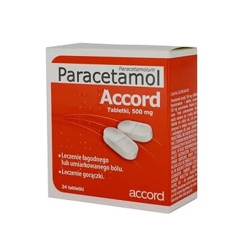 Paracetamol Accord , tabletki o działaniu przeciwbólowym i przeciwgorączkowym, 24 szt.